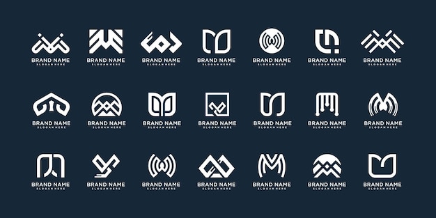 Vector set of letter logo m with creative abstract concept premium vector