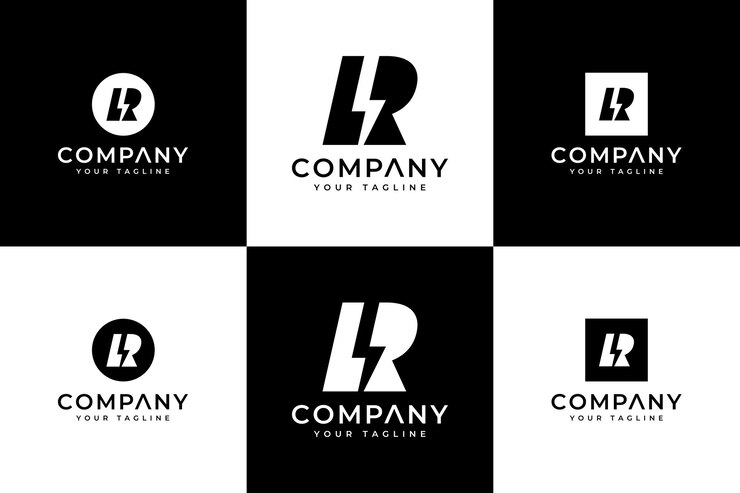 모든 용도를 위한 편지 lr 볼트 로고 창의적인 디자인 세트
