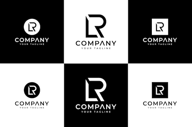 Set of letter lr logo creative design for all uses