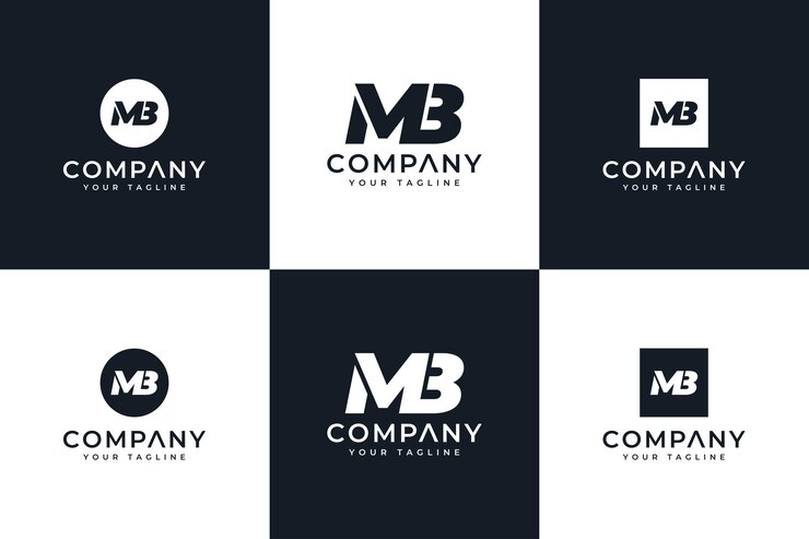 모든 용도를 위한 편지 mb 로고 창의적인 디자인 세트