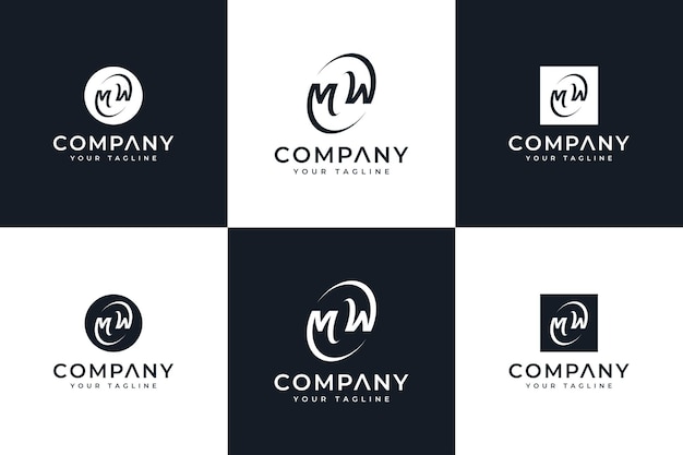 Set of letter mw logo creative design for all uses