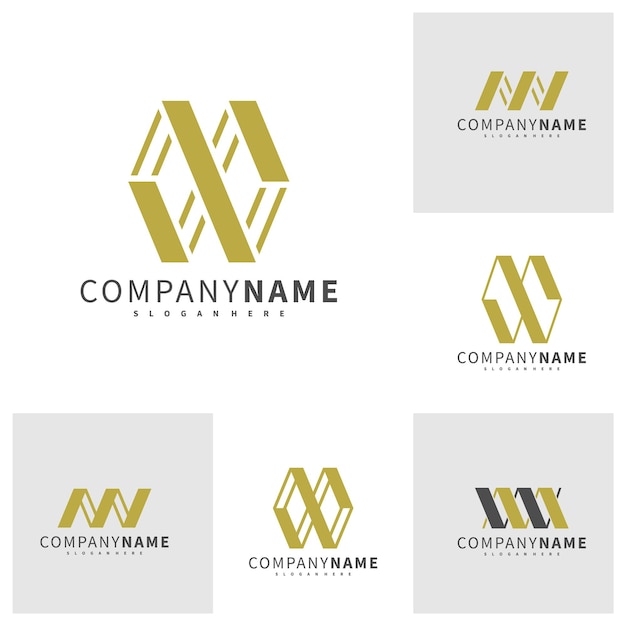 Set of Letter MW logo design vector Creative MW logo concepts template illustration