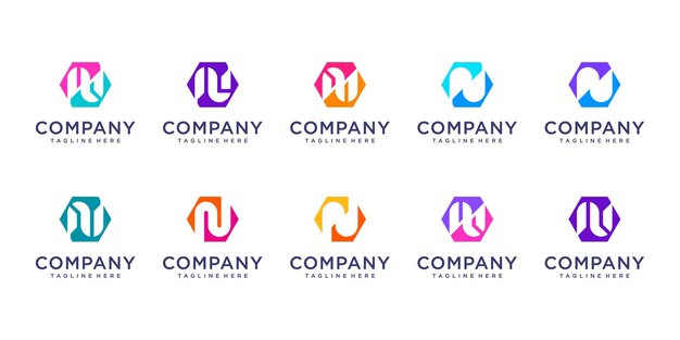 Vector set of letter n logo design