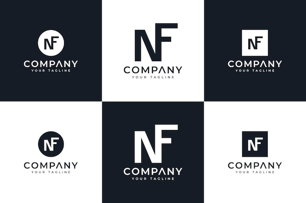 Vector set of letter nf logo creative design for all uses