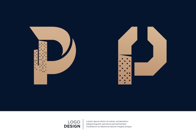 Vector set of letter p building logo design inspiration