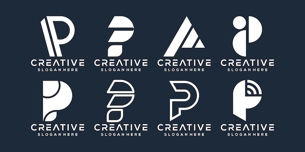 set of letter p logo design