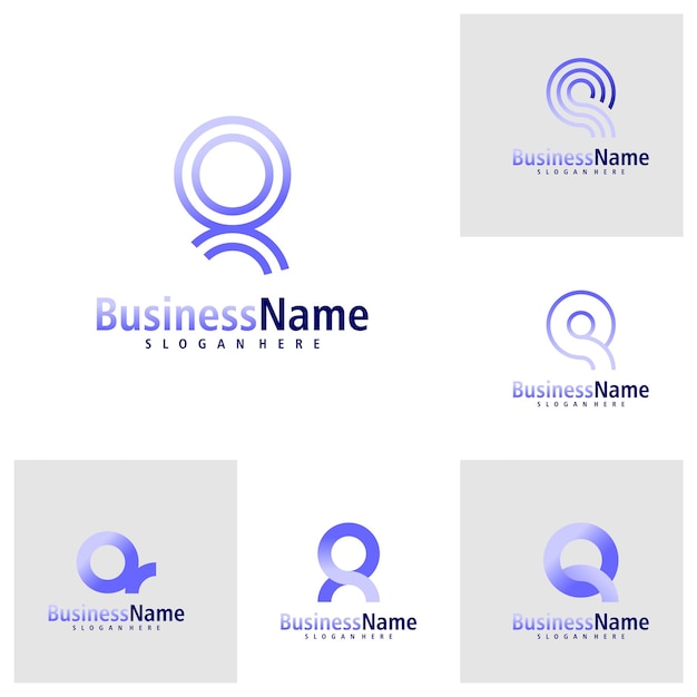 Set of Letter Q logo design vector Creative Initial Q logo concepts template