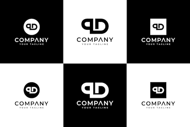 모든 용도로 사용할 수 있는 문자 qd 로고 창의적인 디자인 세트
