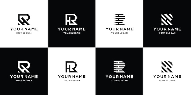 Set of letter rh logo design template