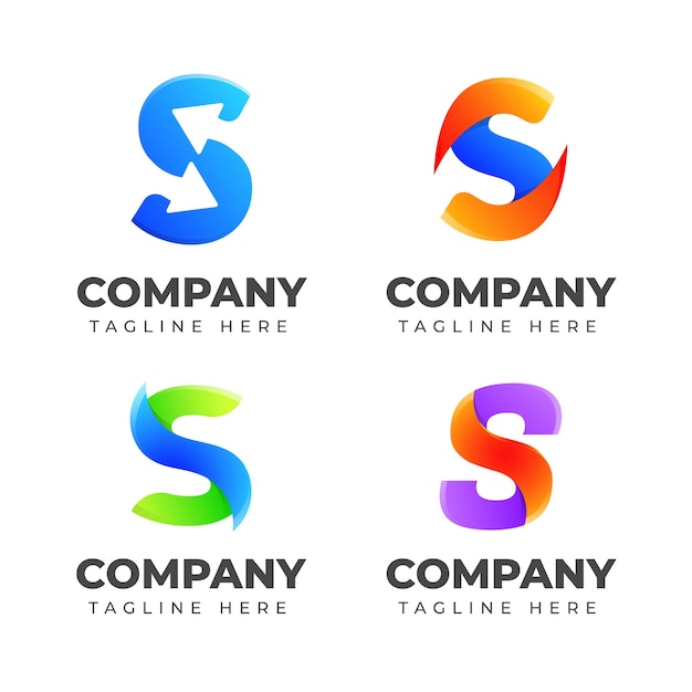 Set di modello di progettazione di logo di lettera s con concetto colorato. per attività sportive, automobilistiche, fashion, eleganti