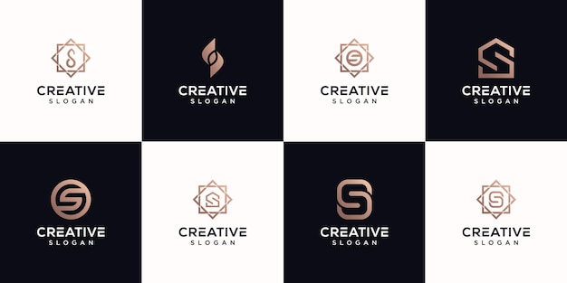 편지 S 모노그램 로고 디자인 프리미엄 벡터 세트