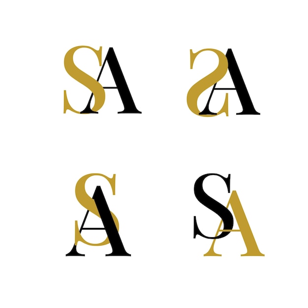 Vector set letter sa as logo monogram typhography initial