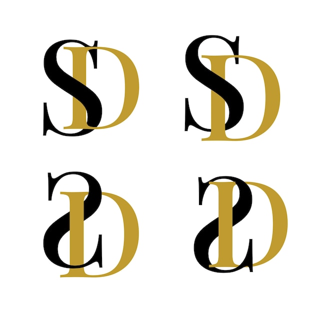 Vector set letter sd logo monogram typografie initieel