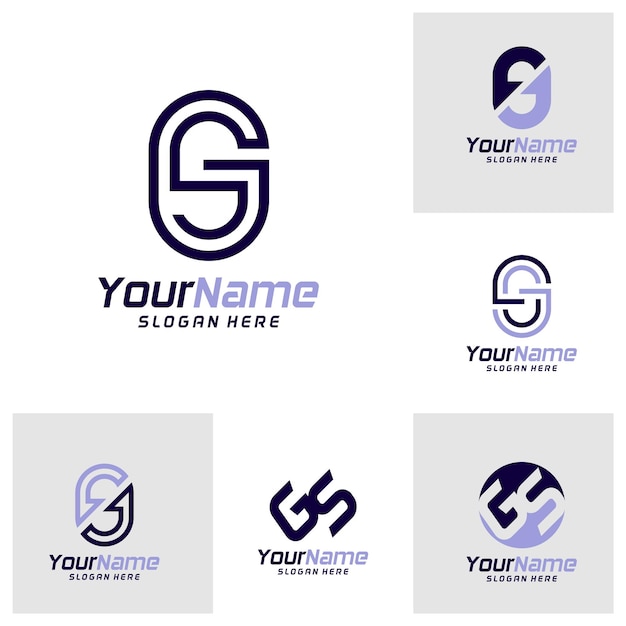 Vector set of letter sg logo design template initial gs logo concept vector creative icon symbol