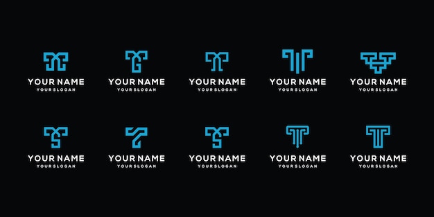 set letter T-logo-ontwerpen