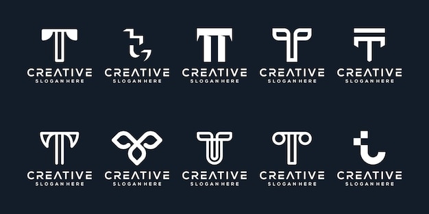 Set letter t monogram logo design