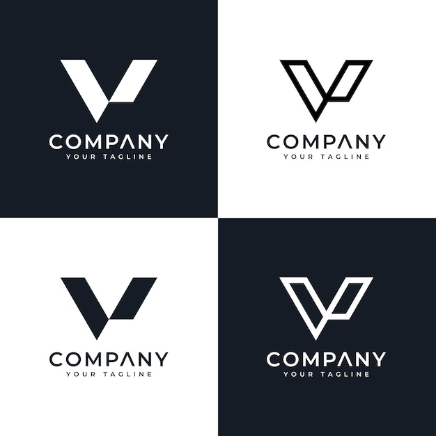 Set of letter v logo creative design for all uses