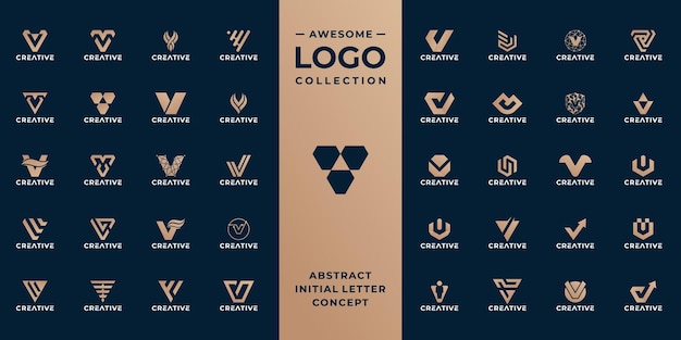 Vector set of letter v logo logo v initial v symbol