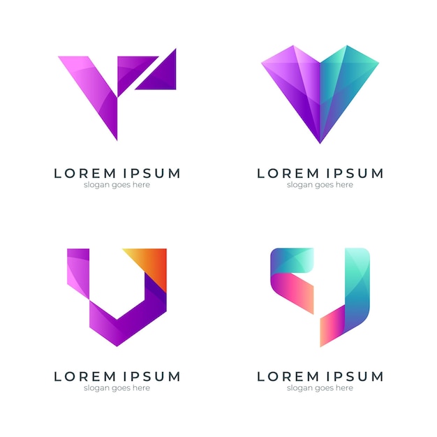 A set of letter v logos in various concepts