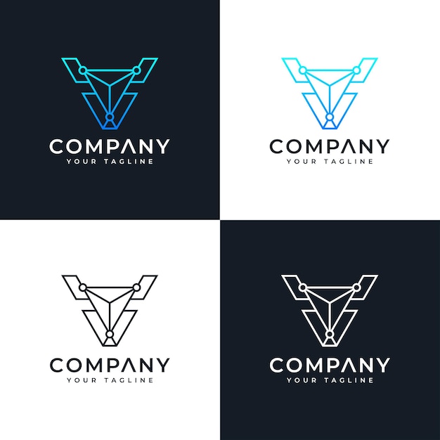 Vector set of letter v modern logo creative design for all uses