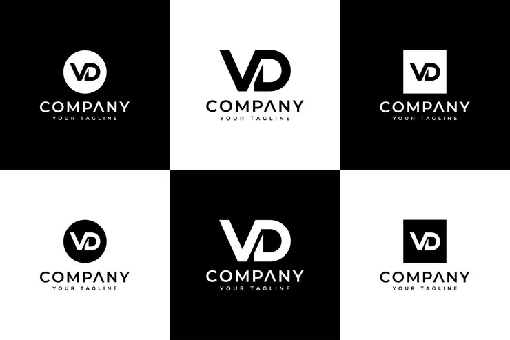모든 용도를 위한 편지 vd 로고 창의적인 디자인 세트