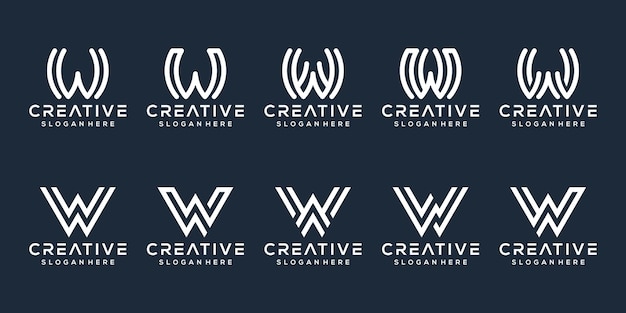 Set of letter w logo collection