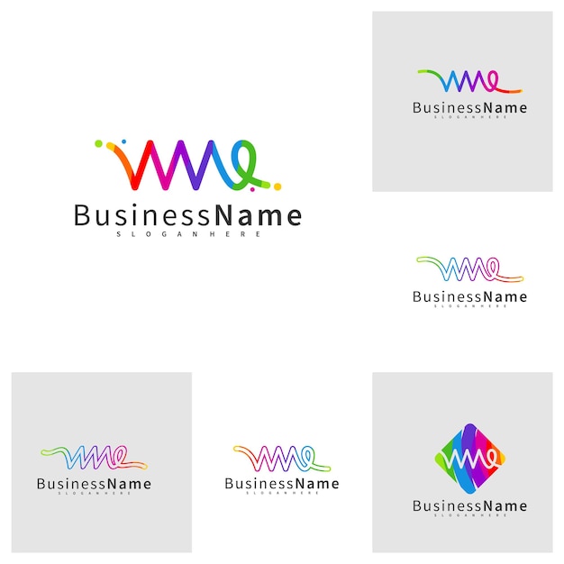 Vettore set di modello vettoriale per la progettazione del logo letter wme illustrazione iniziale dei concetti del logo wme