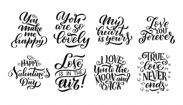 Set of Lettering Quotes about love.