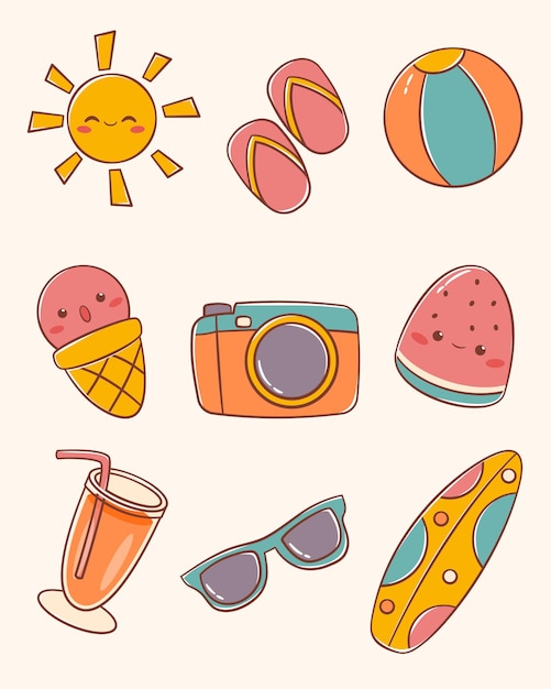 Set leuke stickers voor de zomer