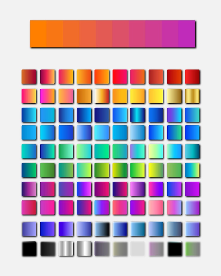 Vector set levendige kleurverloopstalen of kleuren