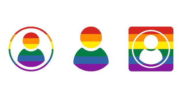 Набор значков аватара ЛГБТ Флаг гордости человеческий символ векторной иллюстрации