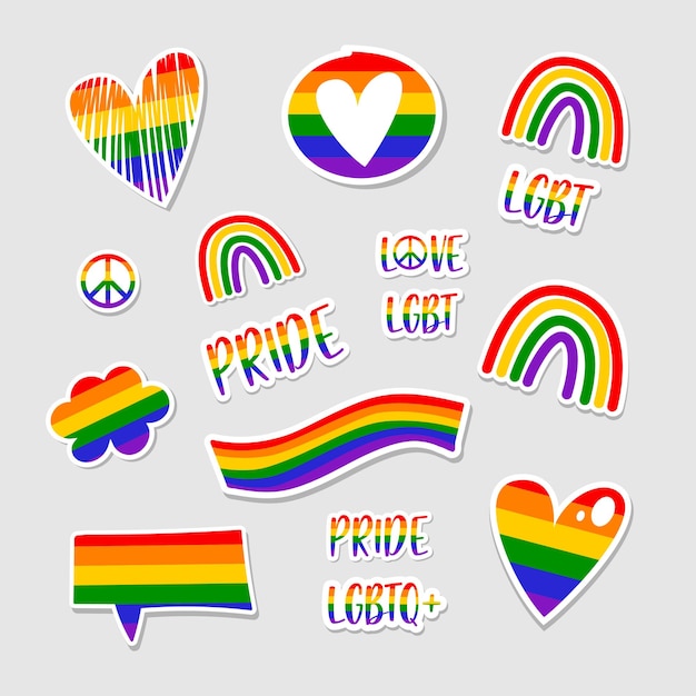 set of lgbt elements. human rights and tolerance.  lgbt sticker set.