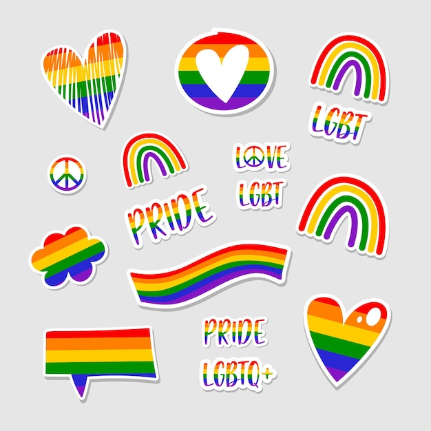 Vector set of lgbt elements. human rights and tolerance.  lgbt sticker set.