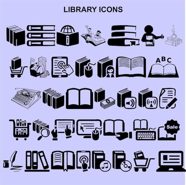 Vector set of library icons vector