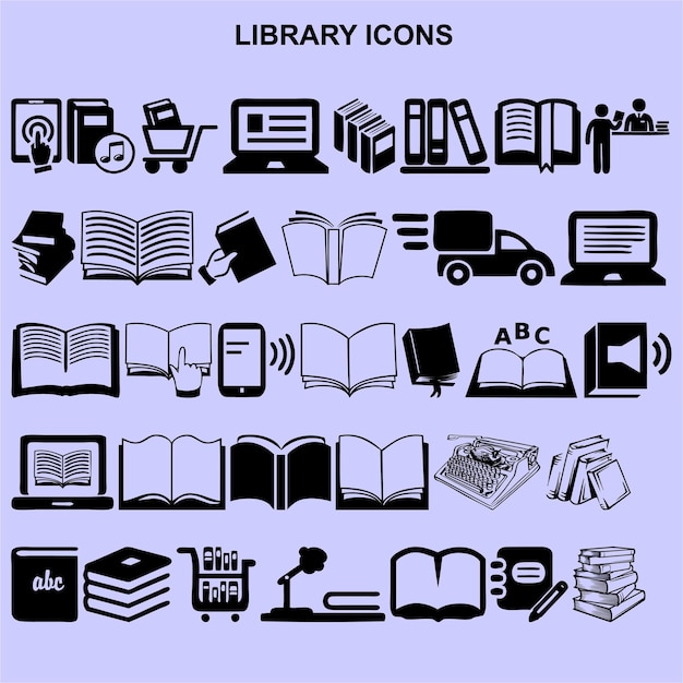 set of library icons vector