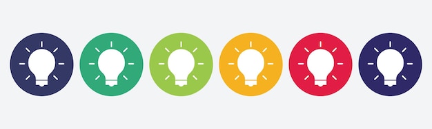 Set of light bulb icons in flat design style