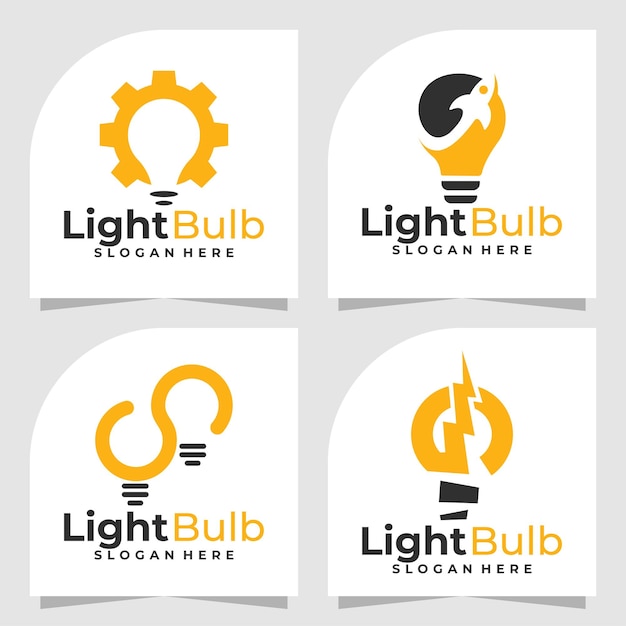 Set of light bulb logo vector design template