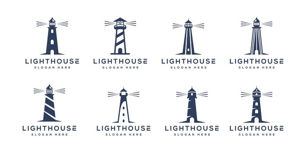 Set of Lighthouse logo vector design