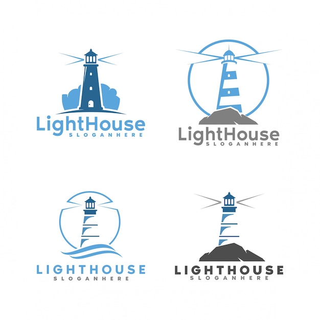 Vector set of lighthouse logo