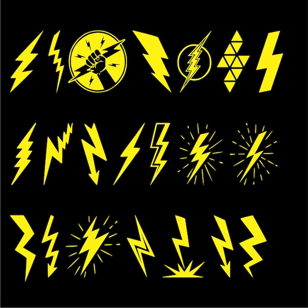 Vector set of lightning bold