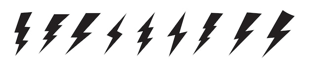 Set lightning bolt Thunderbolt 평면 스타일 아이콘 터 일러스트레이션
