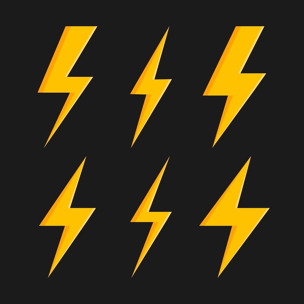 Set lightning bolt. thunderbolt, lightning strike. modern flat style vector illustration.