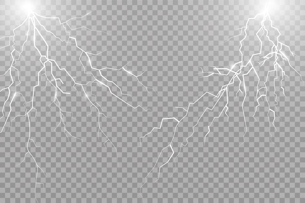 Vector a set of lightning bright light effects