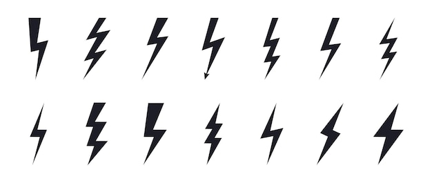 Set of lightning icon Lightning bolt thunder bolt signs Energy symbol