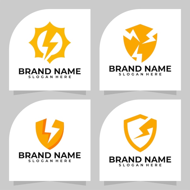 Set of lightning logo vector design template