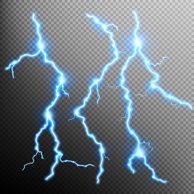 Vector set of lightnings.