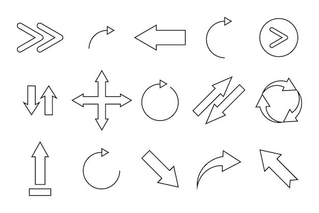 Set of line arrows directions Vector illustration EPS 10
