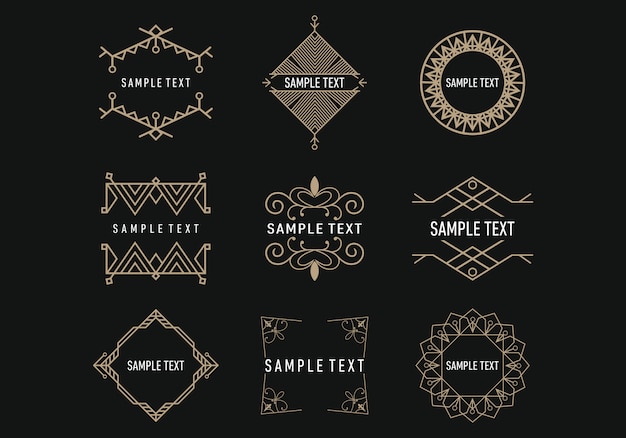 Vector set of line art decoration geometric