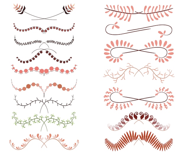 Vector set of line art decorative elements