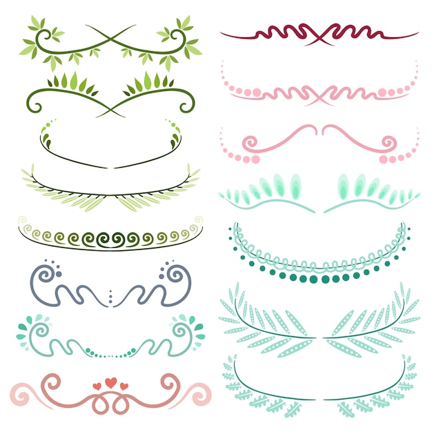 Set of line art decorative elements